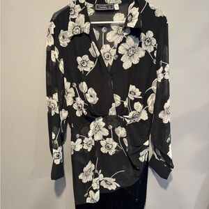 Rebecca B. Monochrome Floral Blouse